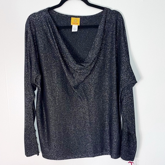 Ruby Rd. Black Metallic Glitter Cowl Neck Sweater - Picture 8 of 10